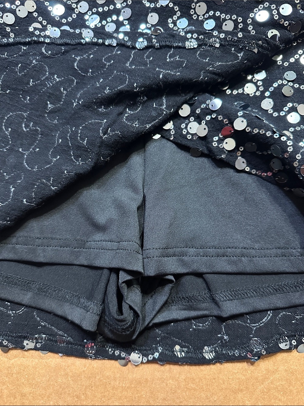 Emerson Lang Black Sequin Mini Skirt/Skort -Small - Picture 9 of 13